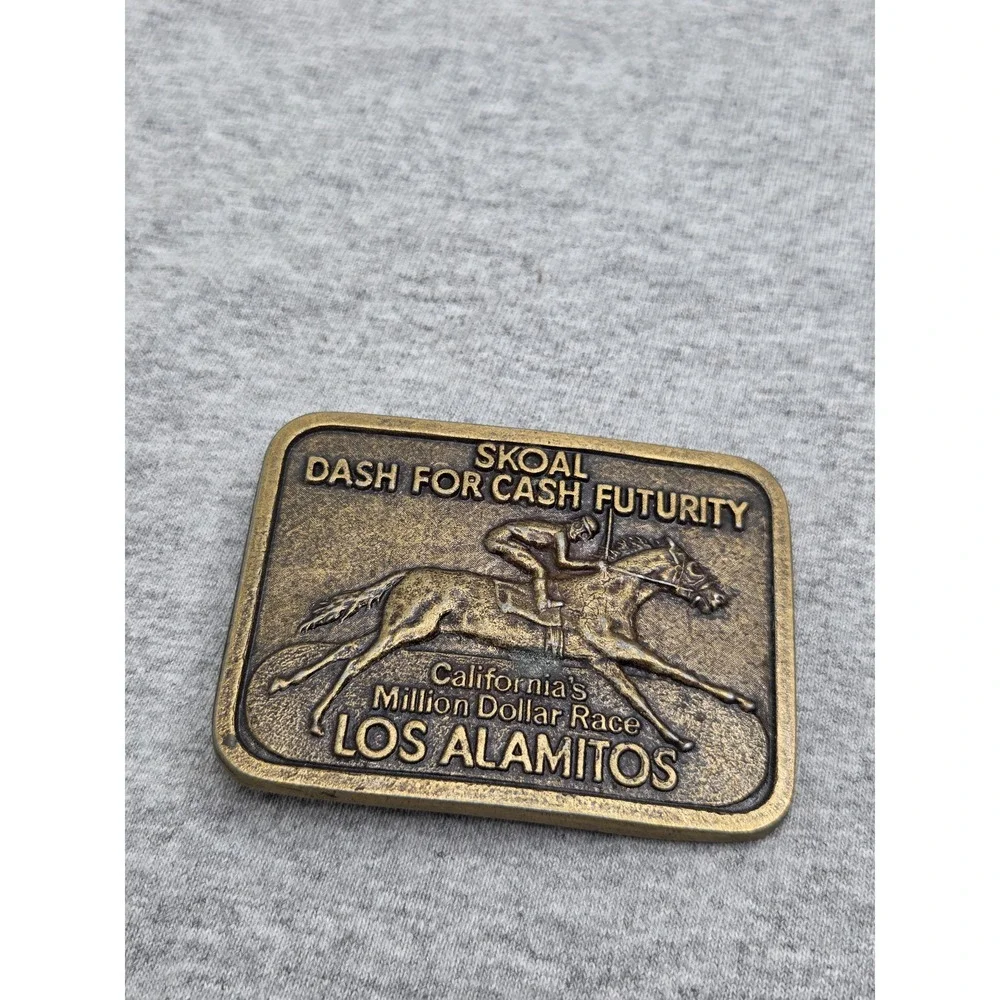 Rare Skoal Dash For Cash Million Dollar Race Brass Belt Buckle